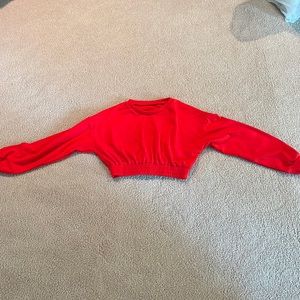 Red sweater crop top